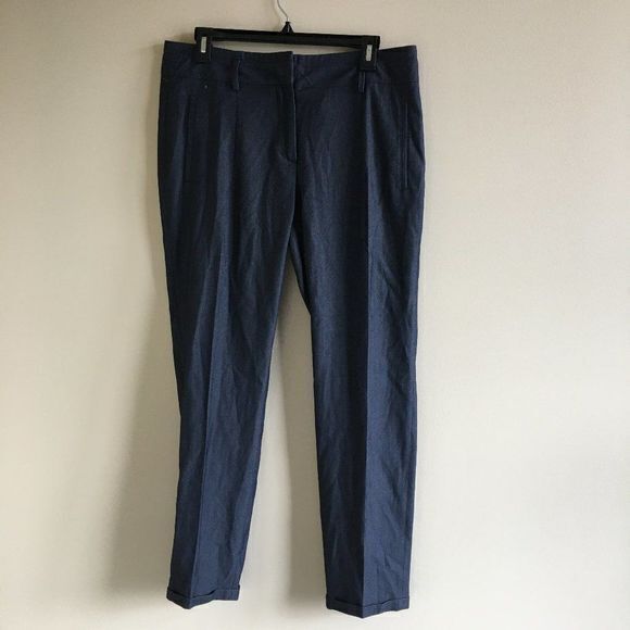 ZARA BASIC STRAIGHT LEG DRESS PANTS LIGHTWEIGHT NAVY BLUE WOMENS SIZE L - Picture 1 of 8